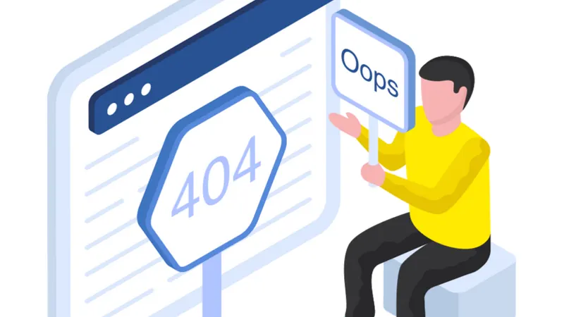 Ilustración de un sitio web con error 404 detectado en una auditoría SEO