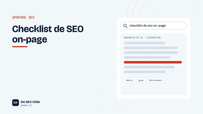 Ilustración de una lista de verificación de optimización on-page