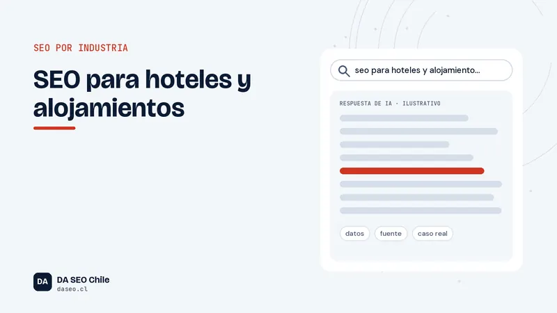 Ilustración de una maleta junto a un hotel posicionado en búsquedas de destino