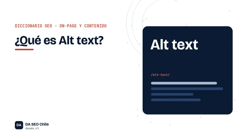 Ficha ilustrada del término Alt text del diccionario SEO