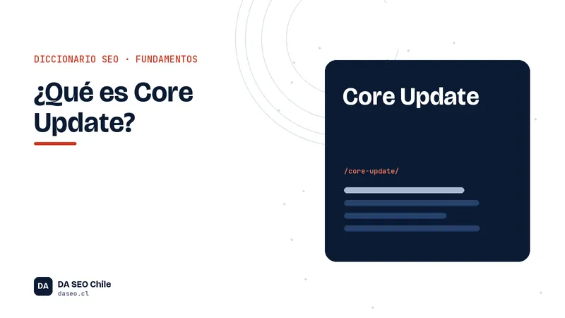 Ficha ilustrada del término Core Update del diccionario SEO