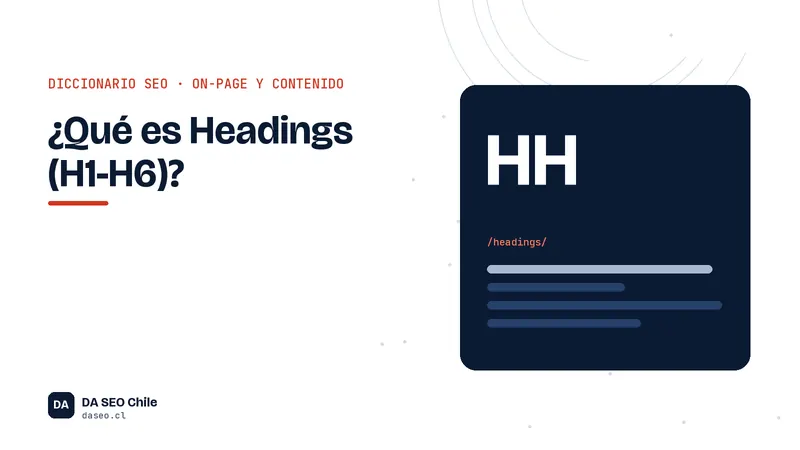 Ficha ilustrada del término Headings (H1-H6) del diccionario SEO