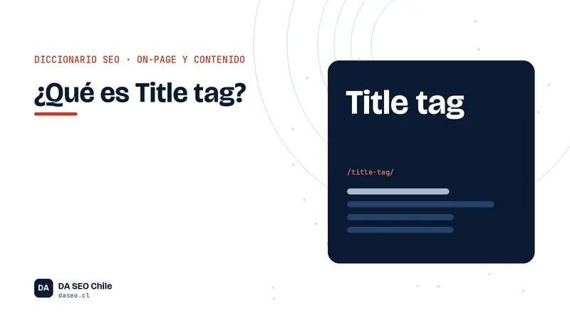 Ficha ilustrada del término Title tag del diccionario SEO