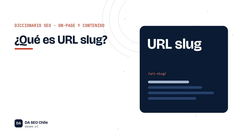 Ficha ilustrada del término URL slug del diccionario SEO